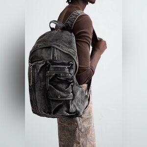 Zara Washed Effect Denim Backpack